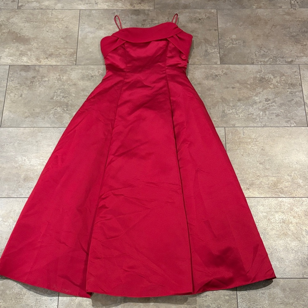 David’s Bridal Michelangelo Elegant Red Evening Gown